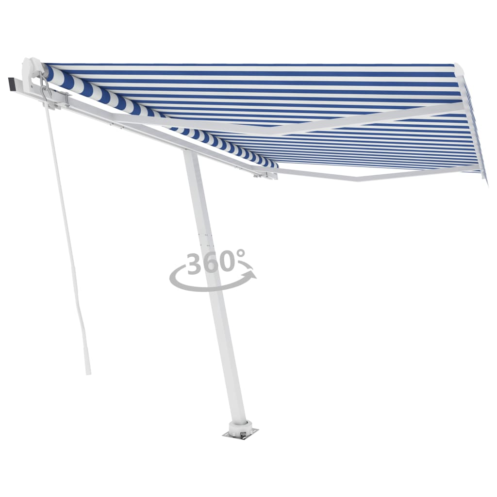 Tenda da Sole Manuale Autoportante 300x250 cm Blu e Bianca - homemem39