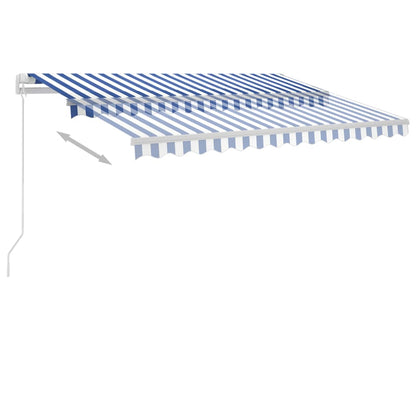 Tenda da Sole Retrattile Manuale con LED 300x250cm Blu e Bianco