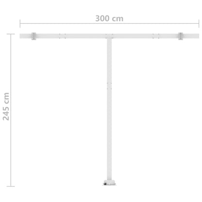 Tenda da Sole Retrattile Manuale con LED 300x250cm Blu e Bianco