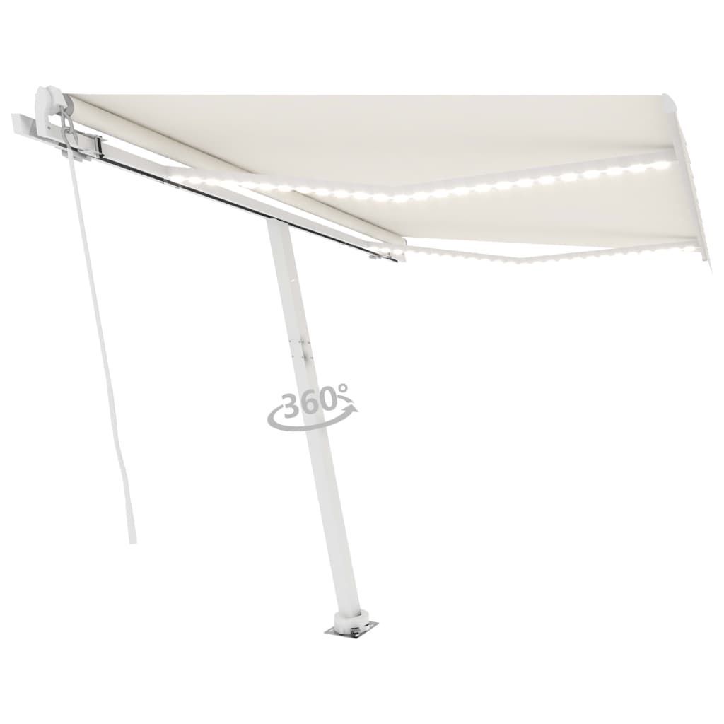 Tenda da Sole Retrattile Manuale con LED 300x250 cm Crema