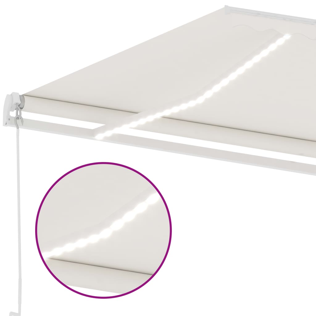 Tenda da Sole Retrattile Manuale con LED 300x250 cm Crema - homemem39