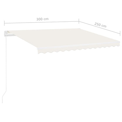 Tenda da Sole Retrattile Manuale con LED 300x250 cm Crema