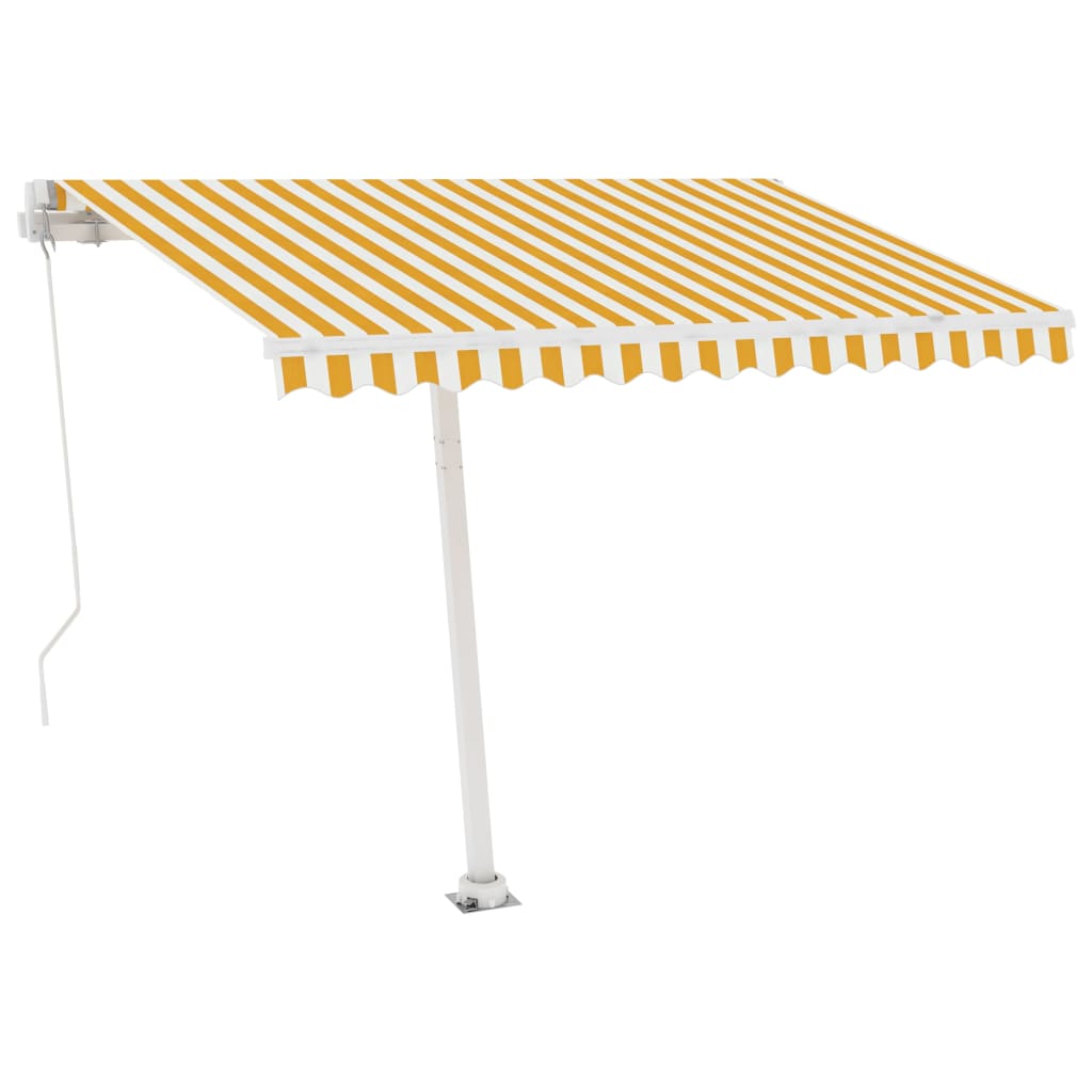 Tenda da Sole Manuale con LED 300x250 cm Gialla e Bianca - homemem39