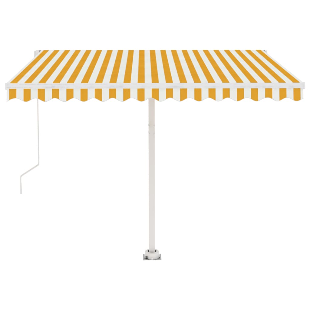 Tenda da Sole Manuale con LED 300x250 cm Gialla e Bianca - homemem39