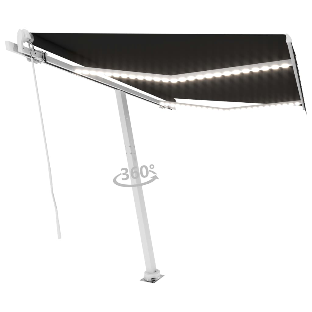 Tenda da Sole Retrattile Manuale con LED 300x250 cm Antracite