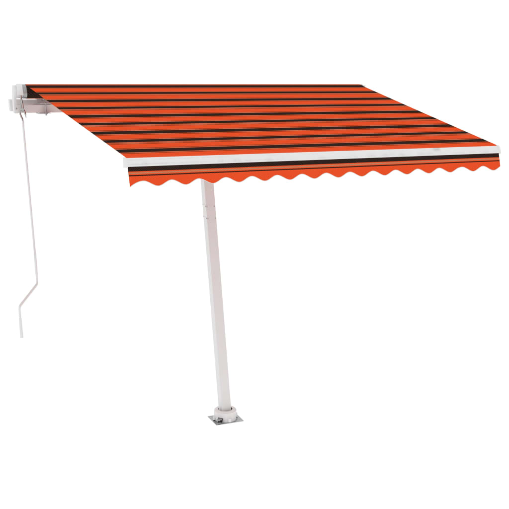 Tenda da Sole Manuale con LED 300x250cm Arancione e Marrone