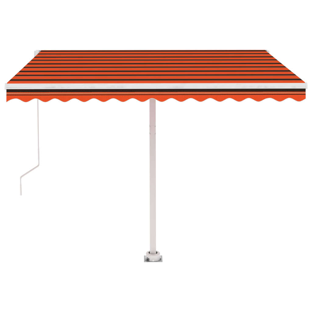 Tenda da Sole Manuale con LED 300x250cm Arancione e Marrone