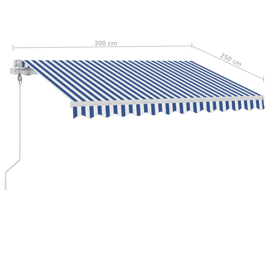 Tenda da Sole Automatica Autoportante 300x250 cm Blu e Bianca