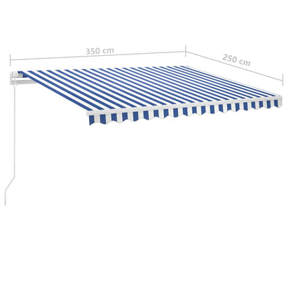 Tenda da Sole Retrattile Manuale con LED 350x250cm Blu e Bianco