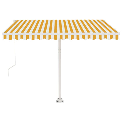 Tenda da Sole Retrattile Manuale LED 350x250 cm Gialla e Bianca - homemem39