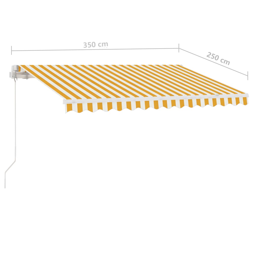 Tenda da Sole Retrattile Manuale LED 350x250 cm Gialla e Bianca