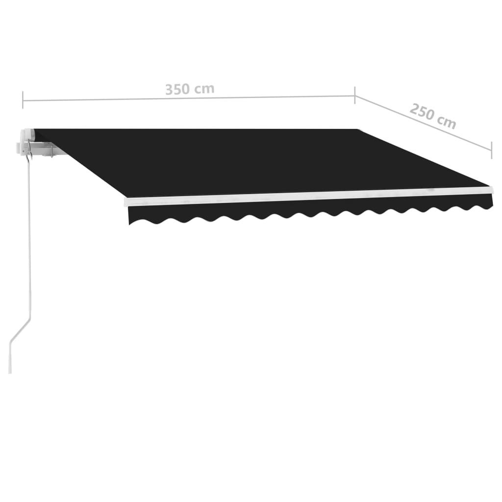 Tenda da Sole Retrattile Manuale con LED 300x250 cm Antracite - homemem39