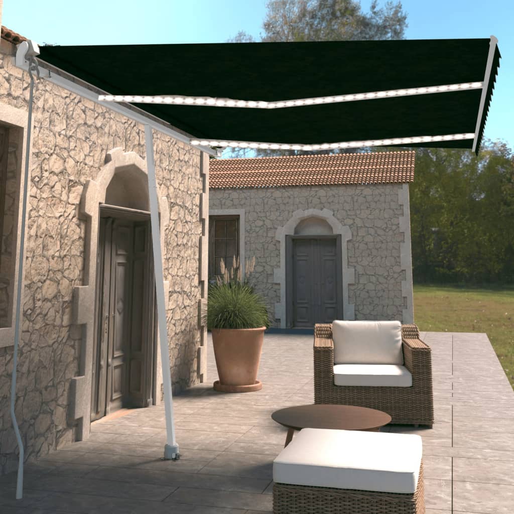 Tenda da Sole Retrattile Manuale con LED 300x250 cm Antracite - homemem39