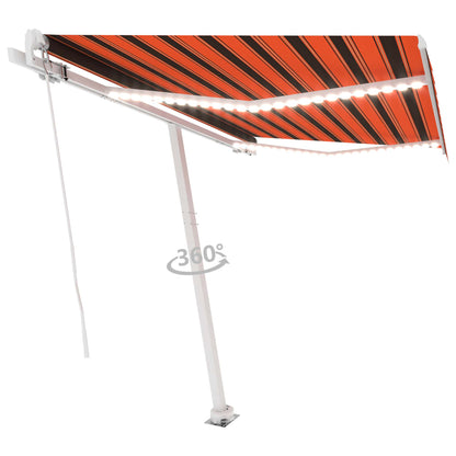 Tenda da Sole Retrattile con LED 350x250 cm Arancione e Marrone - homemem39