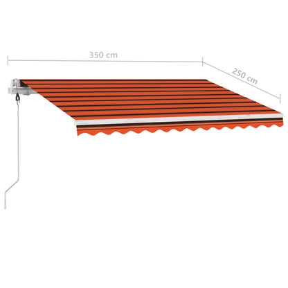 Tenda da Sole Retrattile con LED 350x250 cm Arancione e Marrone