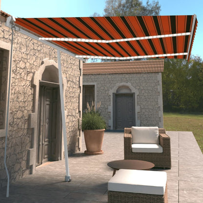 Tenda da Sole Retrattile con LED 350x250 cm Arancione e Marrone