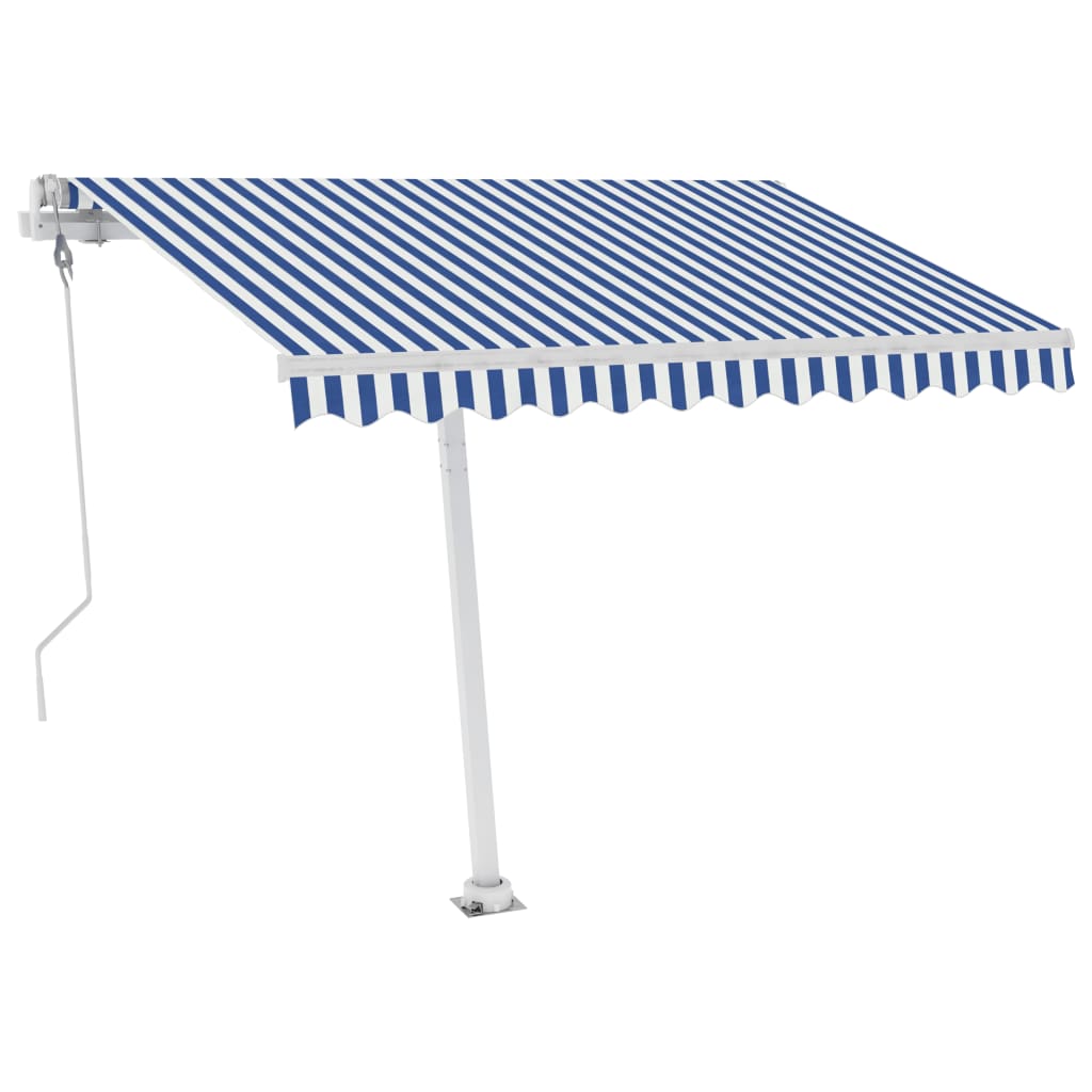 Tenda Automatica con Sensore Vento e LED 350x250 cm Blu Bianca