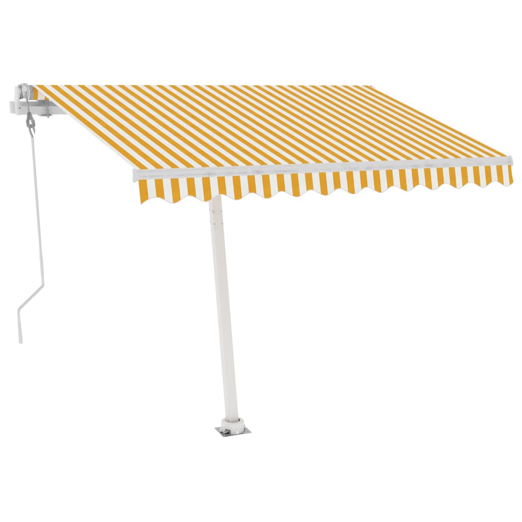 Tenda Automatica Sensore Vento e LED 350x250 cm Gialla Bianca