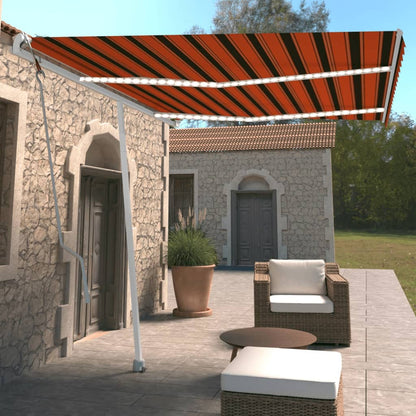 Tenda Automatica Sensore Vento e LED 350x250 cm Arancio Marrone