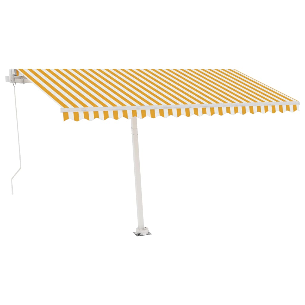 Tenda Retrattile Manuale con Palo 400x300 cm Giallo Bianco