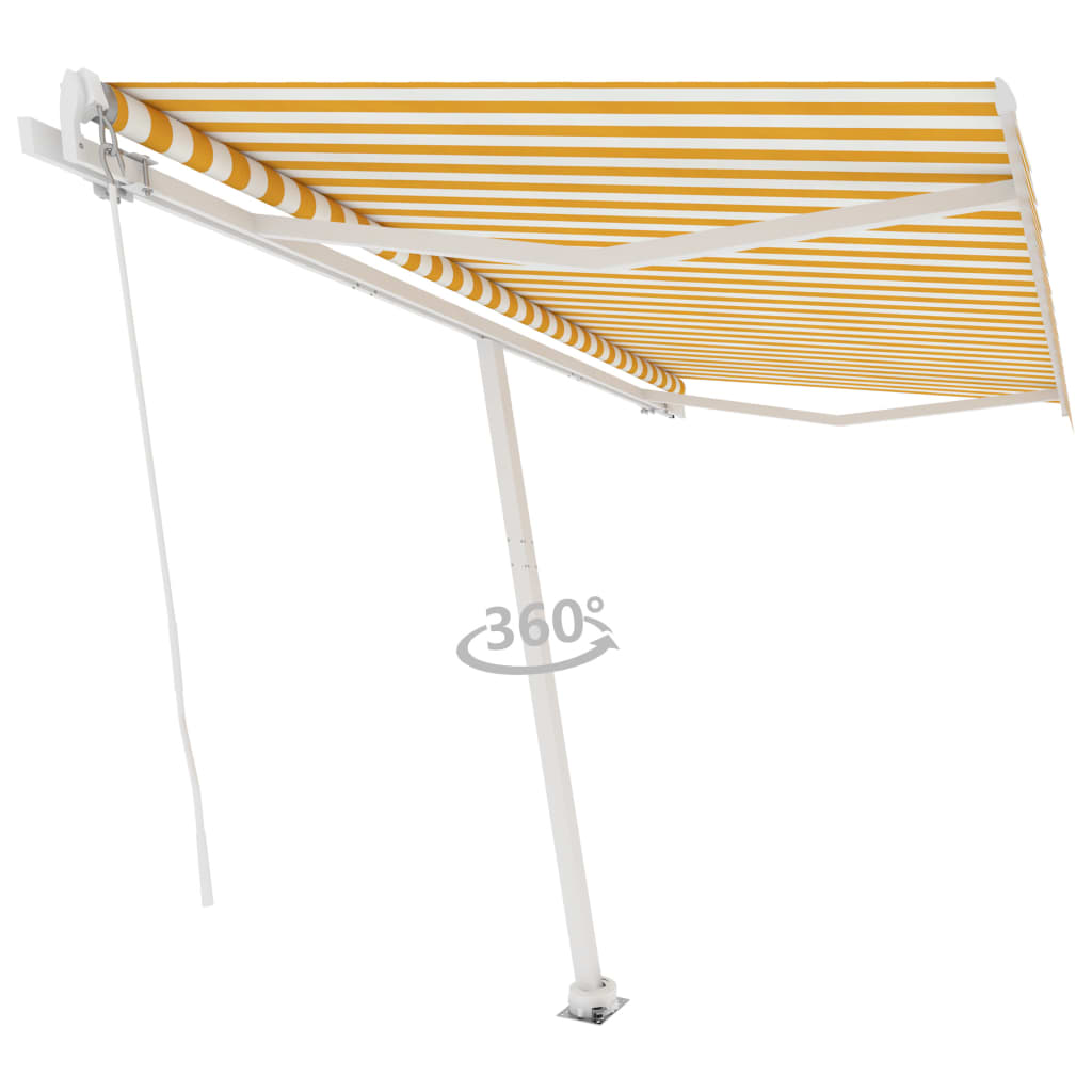 Tenda Retrattile Manuale con Palo 400x300 cm Giallo Bianco