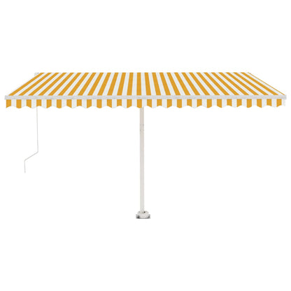 Tenda Retrattile Manuale con Palo 400x300 cm Giallo Bianco