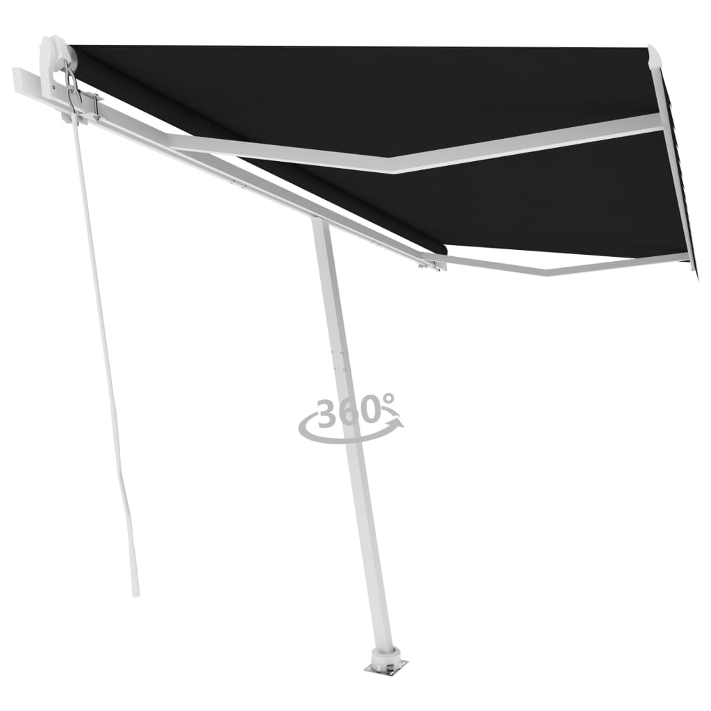 Tenda da Sole Retrattile Manuale con Palo 400x300 cm Antracite