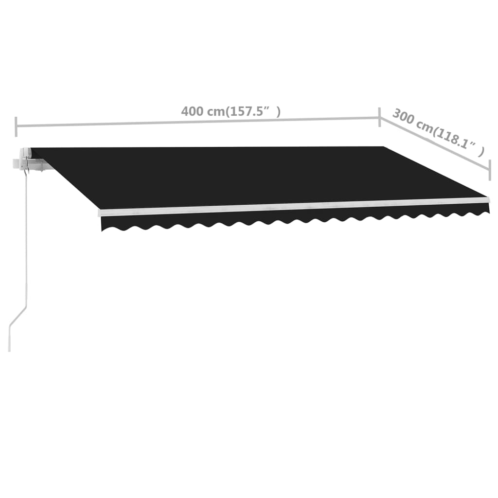 Tenda da Sole Retrattile Manuale con Palo 400x300 cm Antracite