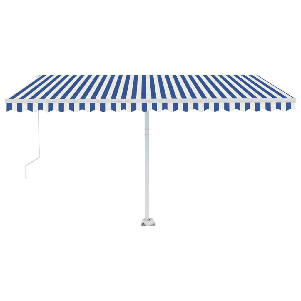 Tenda da Sole Retrattile Manuale con LED 400x300cm Blu e Bianca - homemem39