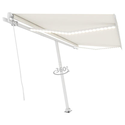 Tenda da Sole Retrattile Manuale con LED 400x300 cm Crema - homemem39