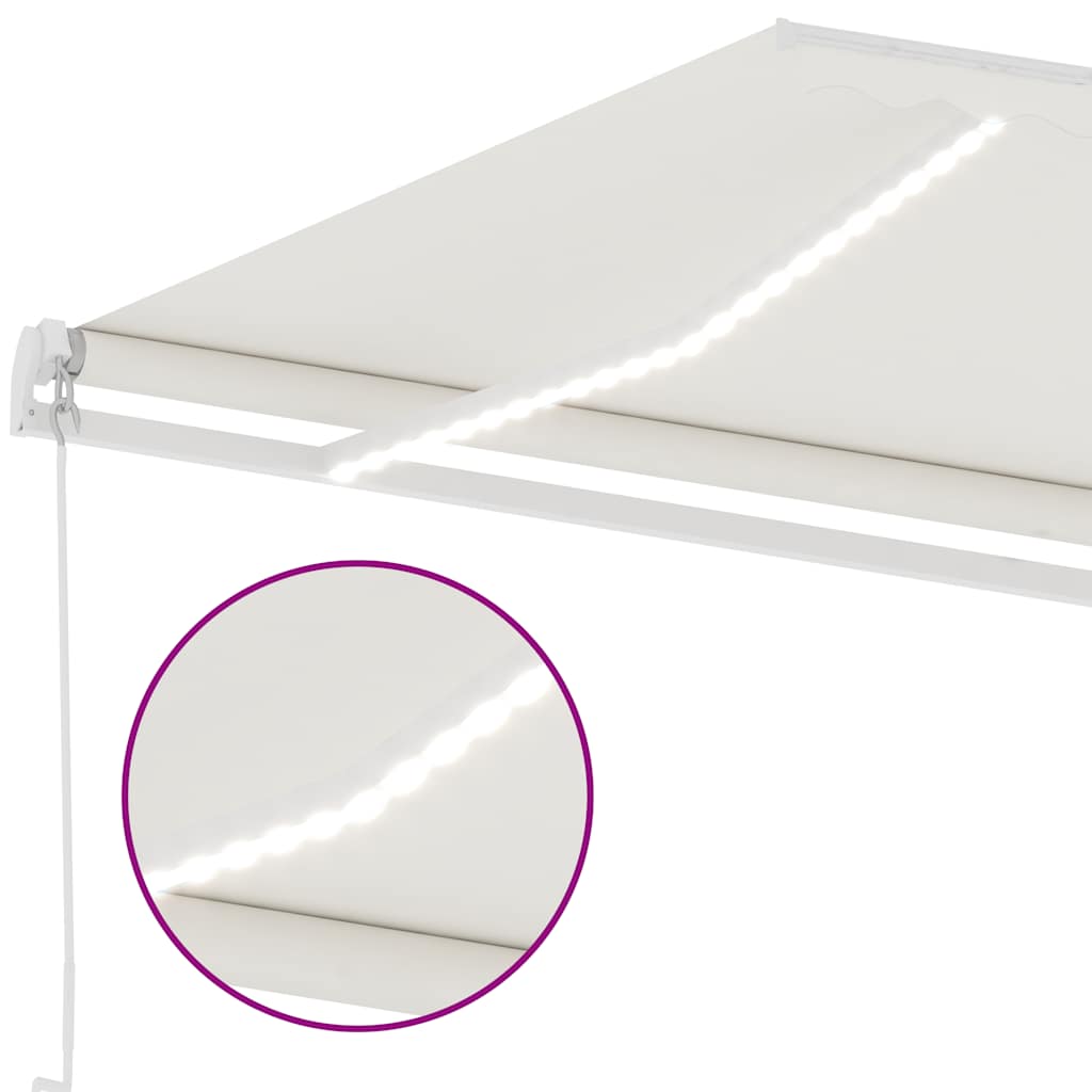 Tenda da Sole Retrattile Manuale con LED 400x300 cm Crema