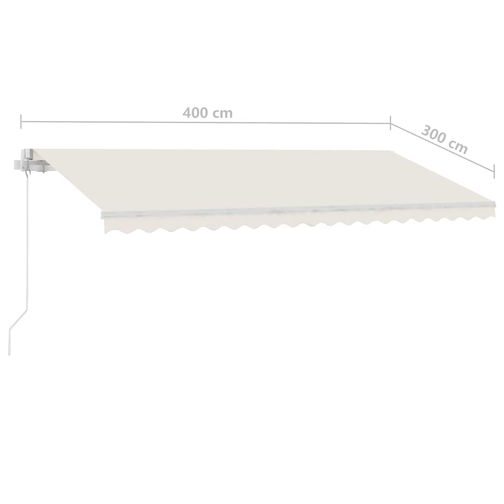 Tenda da Sole Retrattile Manuale con LED 400x300 cm Crema - homemem39