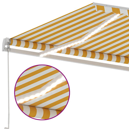 Tenda da Sole Retrattile Manuale e LED 400x300cm Gialla Bianca - homemem39