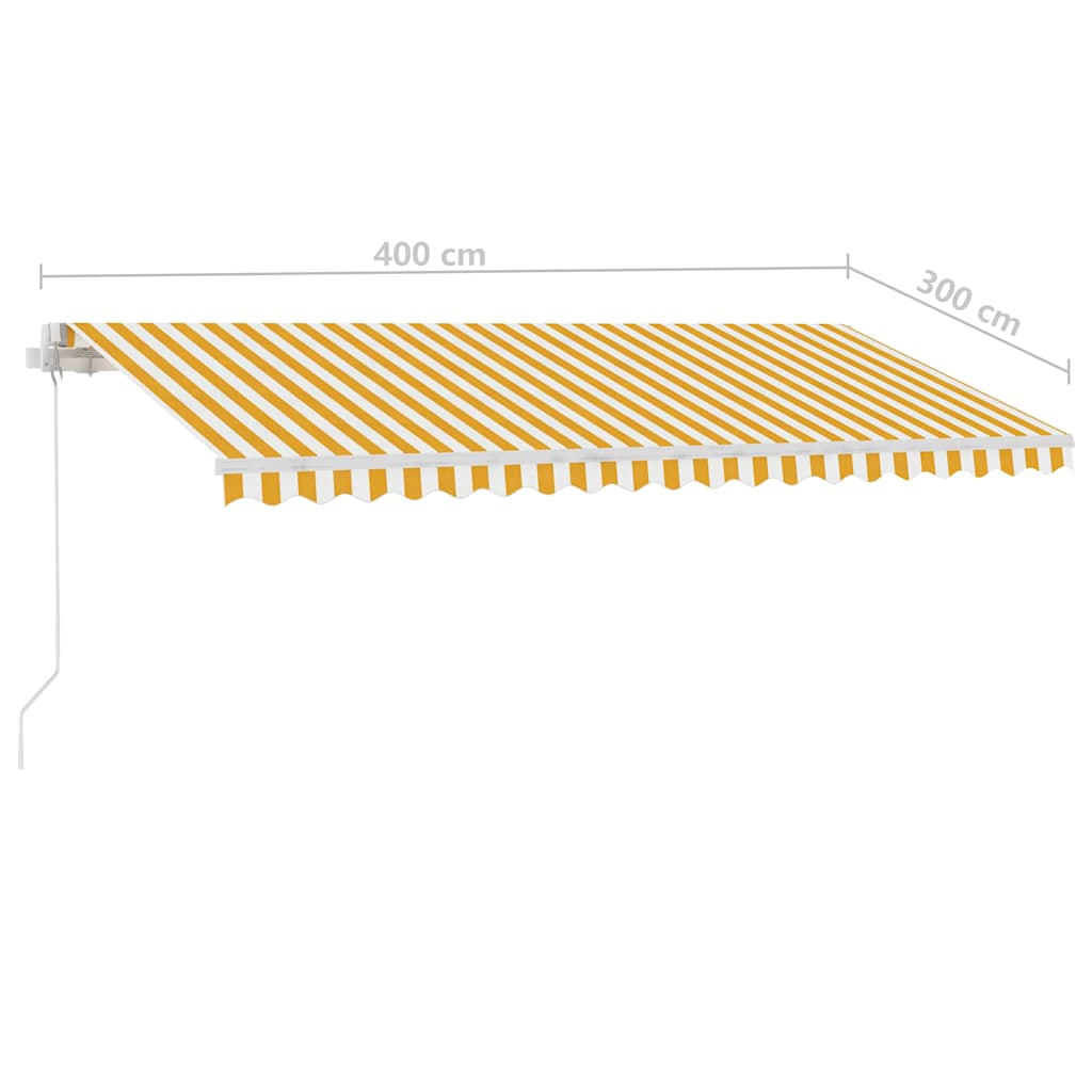 Tenda da Sole Retrattile Manuale e LED 400x300cm Gialla Bianca - homemem39