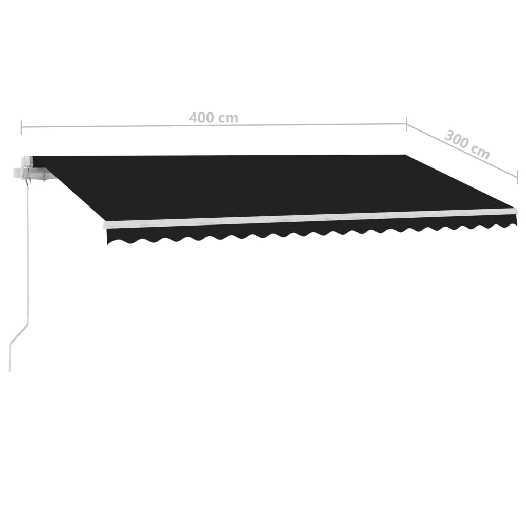 Tenda da Sole Retrattile Manuale con LED 400x300 cm Antracite - homemem39