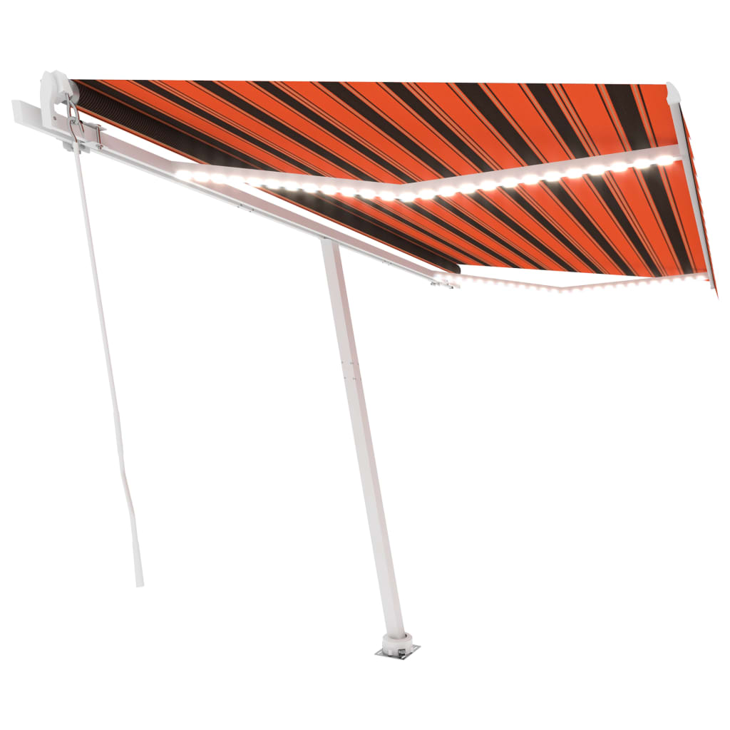 Tenda da Sole Retrattile Manuale LED 400x300 cm Arancio Marrone - homemem39