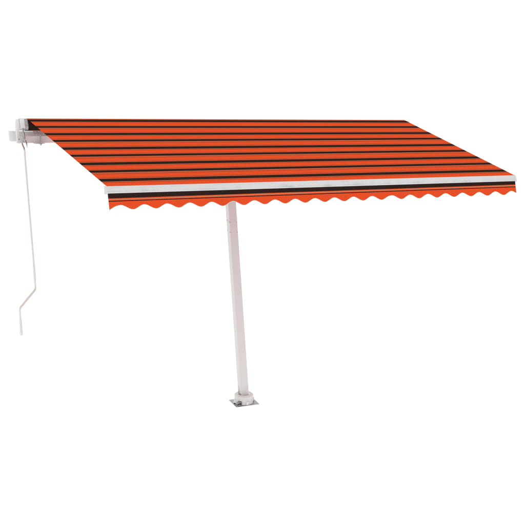 Tenda da Sole Retrattile Manuale LED 400x300 cm Arancio Marrone - homemem39