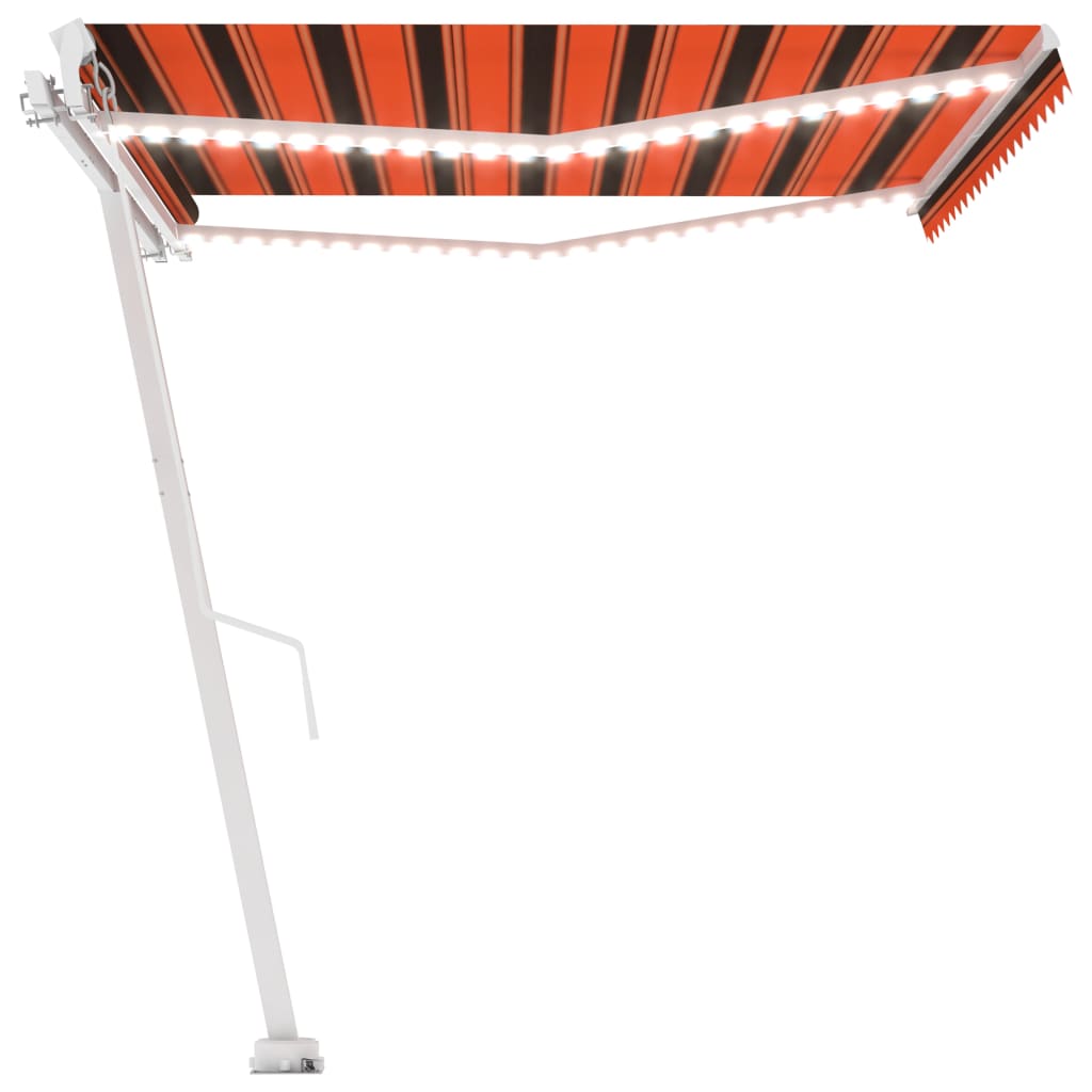 Tenda da Sole Retrattile Manuale LED 400x300 cm Arancio Marrone - homemem39