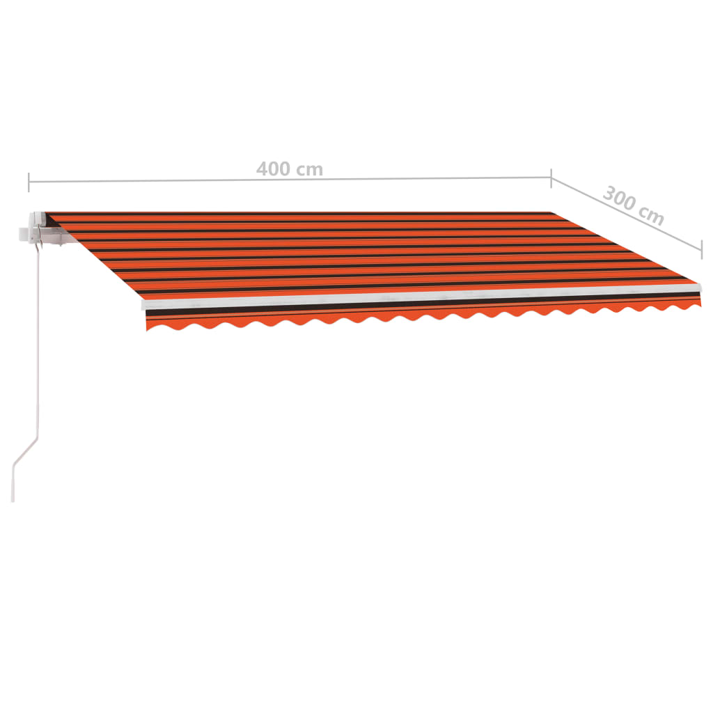 Tenda da Sole Retrattile Manuale LED 400x300 cm Arancio Marrone