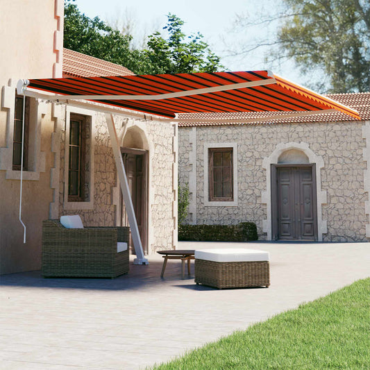 Tenda Retrattile Manuale con Palo 450x300 cm Arancio Marrone