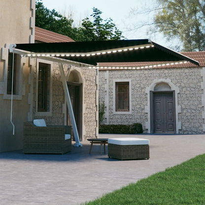 Tenda da Sole Retrattile Manuale con LED 450x300 cm Antracite