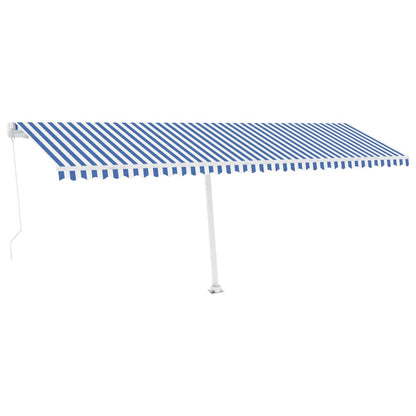 Tenda da Sole Autoportante Manuale 600x300 cm Blu Bianca - homemem39