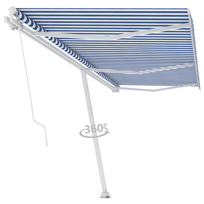 Tenda da Sole Autoportante Manuale 600x300 cm Blu Bianca - homemem39