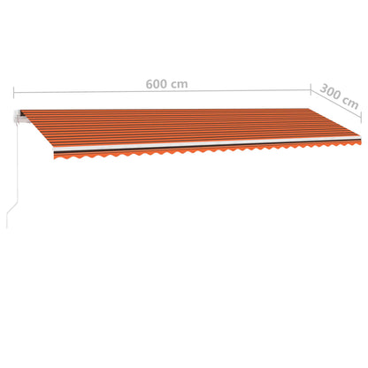 Tenda da Sole Autoportante Manuale 600x300cm Arancione Marrone - homemem39