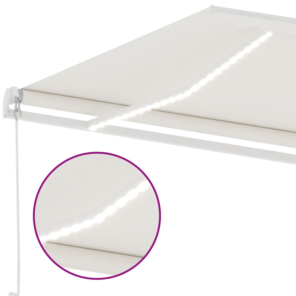 Tenda da Sole Retrattile Manuale con LED 400x350 cm Crema - homemem39