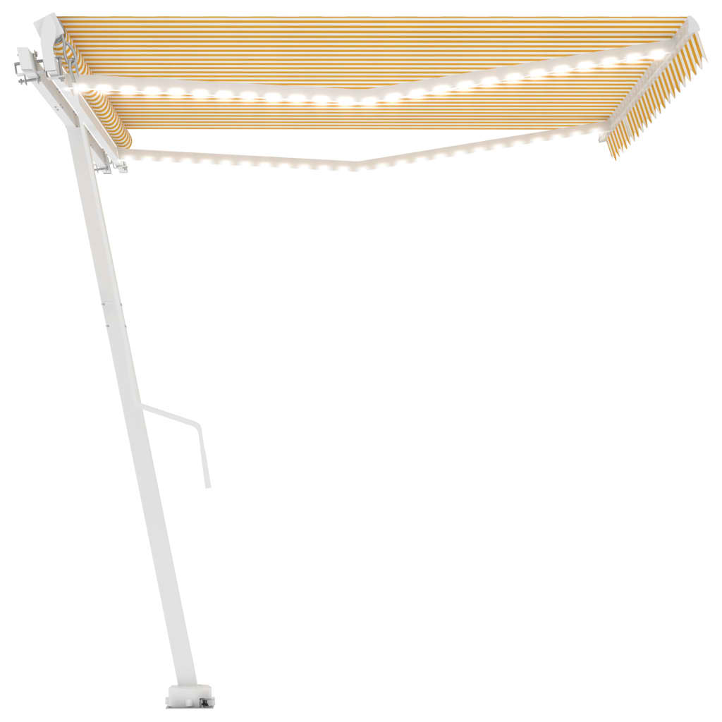 Tenda da Sole Retrattile Manuale LED 400x350 cm Giallo Bianco