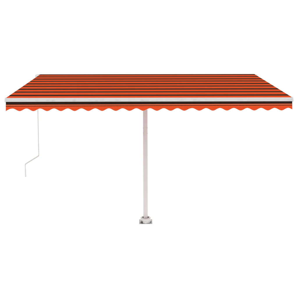 Tenda da Sole Manuale con LED 400x350 cm Arancione e Marrone