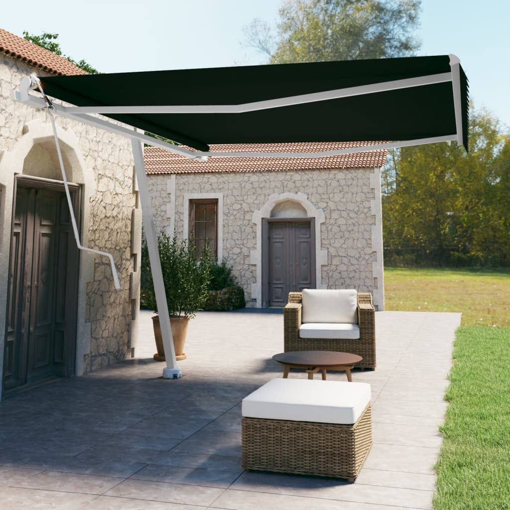 Tenda Sole Retrattile Automatica con Palo 400x350 cm Antracite - homemem39