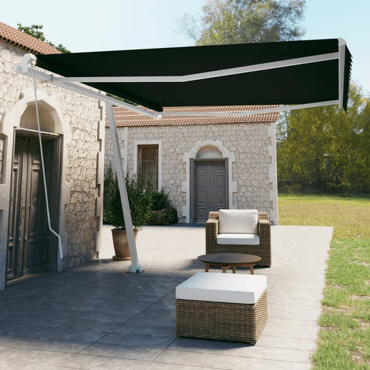 Tenda Sole Retrattile Manuale con Palo 450x350 cm Antracite