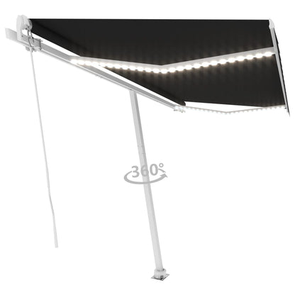 Tenda da Sole Retrattile Manuale LED 450x350 cm Antracite - homemem39